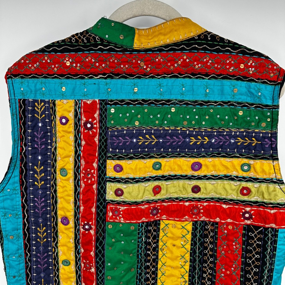 Chicos Patchwork Vest Size 1 Multicolor Embroider… - image 6